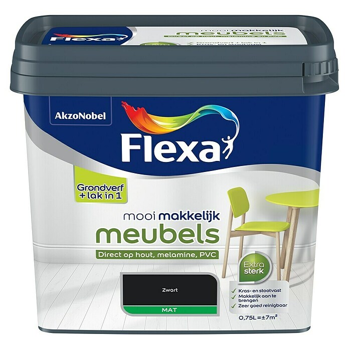 Flexa Mooi Makkelijk Kleurlak (Zwart, Mat, 750 ml) | BAUHAUS
