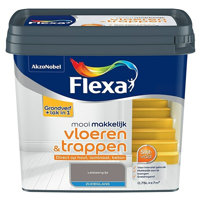 Flexa Mooi Makkelijk Vloerlak (Leisteengrijs, Zijdeglans, 750 ml, Op waterbasis) | BAUHAUS