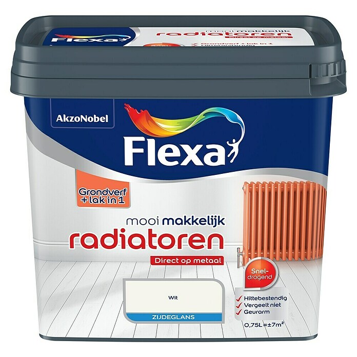 Flexa Mooi Makkelijk Radiatorlak (Wit, Zijdeglans, 750 ml, Op waterbasis) | BAUHAUS