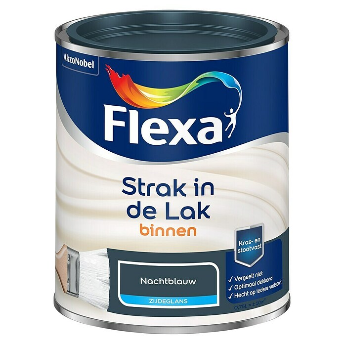 Flexa Strak in de Lak Kleurlak (Nachtblauw, Zijdeglans, Op waterbasis, 750 ml) | BAUHAUS