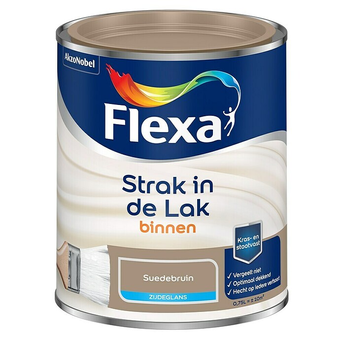 Flexa Strak in de Lak Kleurlak (Suedebruin, Zijdeglans, Op waterbasis, 750 ml) | BAUHAUS