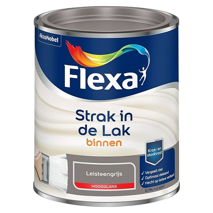 Flexa Strak in de Lak Kleurlak (Leisteengrijs, Hoogglans, Op waterbasis, 750 ml) | BAUHAUS