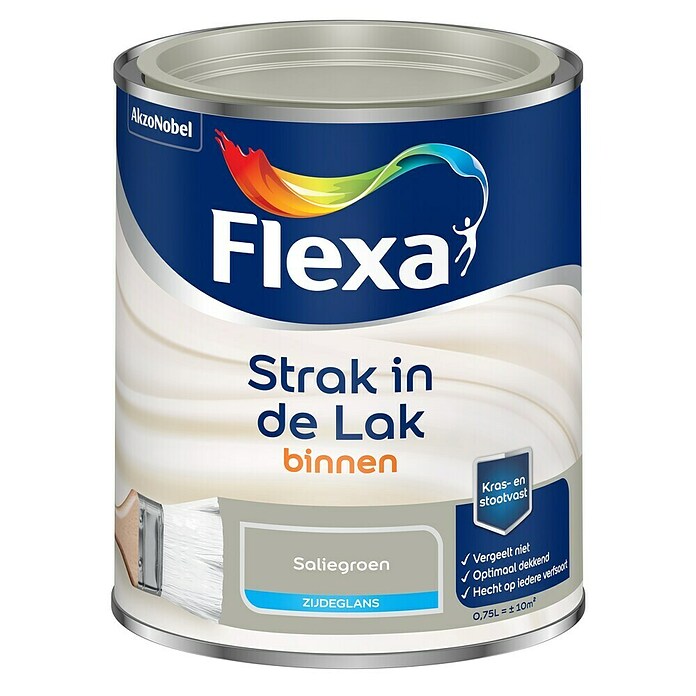Flexa Strak in de Lak Kleurlak (Saliegroen, Zijdeglans, Op waterbasis, 750 ml) | BAUHAUS
