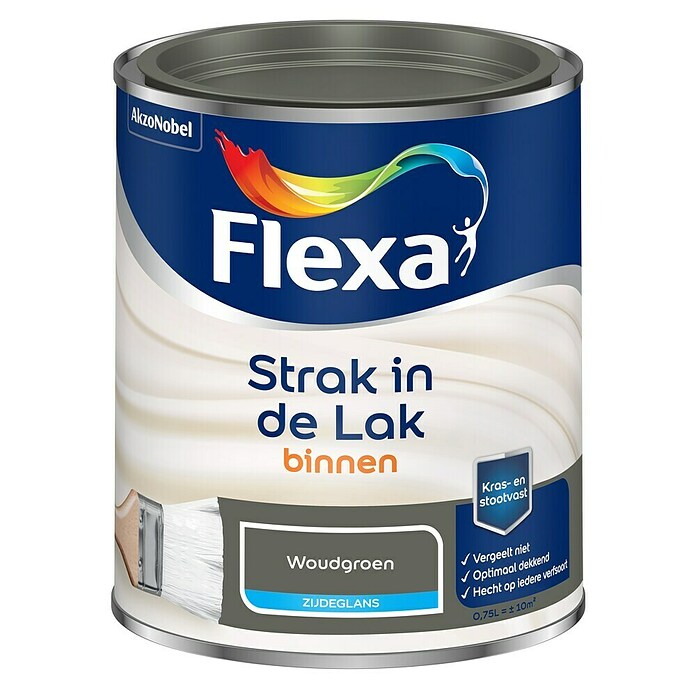 Flexa Strak in de Lak Kleurlak (Woudgroen, Zijdeglans, Op waterbasis, 750 ml) | BAUHAUS