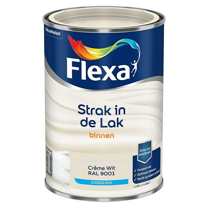 Flexa Strak in de Lak Kleurlak (Crème wit, Zijdeglans, Op waterbasis, 1,25 l) | BAUHAUS
