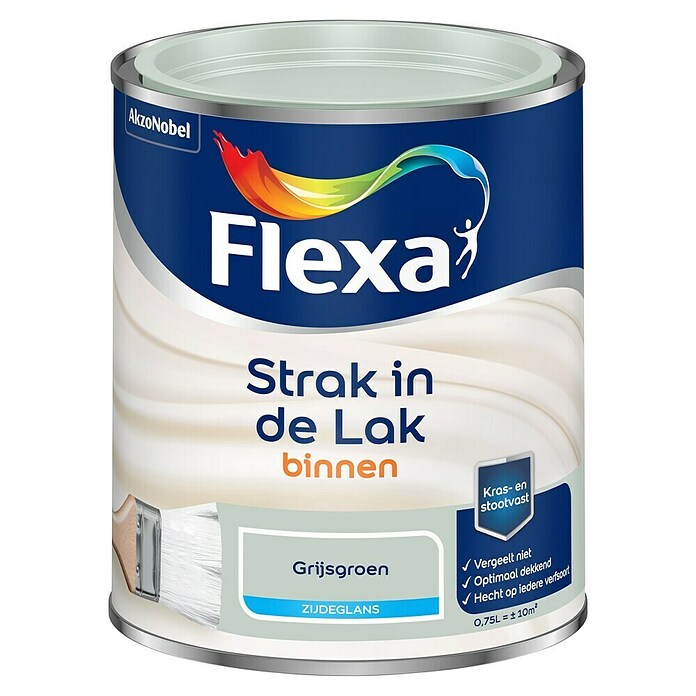 Flexa Strak in de Lak Kleurlak (Grijsgroen, Zijdeglans, Op waterbasis, 750 ml) | BAUHAUS