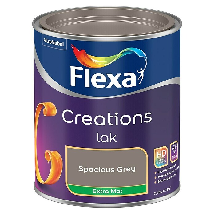 Flexa Creations Kleurlak (Spacious Grey, Extra mat, 750 ml, Op waterbasis) | BAUHAUS