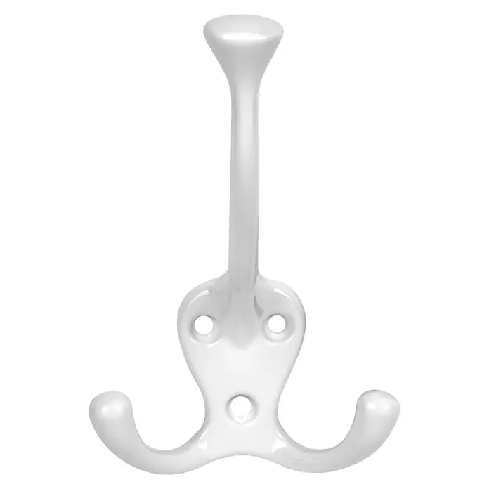 Walteco Garderobenhaken Katany - L x B x H: 65 x 65 x 115 mm, Anzahl Haken: 3 Stk., Mattweiß - Ein weißer, doppelter Wandhaken mit einer robusten Struktur und einer glatten Oberfläche. Ideal zum Aufhängen von Jacken und Mänteln.