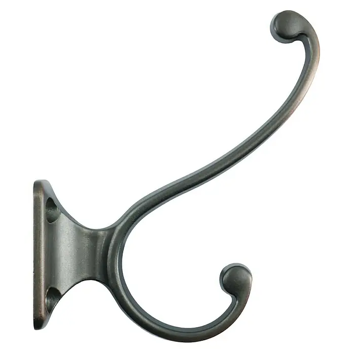 Walteco Garderobenhaken Lima - L x B x H: 90 x 32,5 x 77 mm, Anzahl Haken: 2 Stk., Braun antik - Ein robuster, klassischer Kleiderhaken aus Metall, ideal für Jacken und Mäntel. Er ist vielseitig und einfach zu montieren.