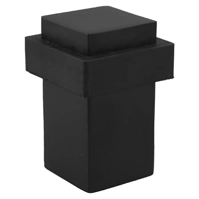 Walteco Bodentürstopper - L x B x H: 20 x 20 x 48 mm, Metall - Ein schwarzer, moderner Türstopper mit quadratischer Basis und abgestufter Oberseite, der Funktionalität und schlichtes Design vereint.