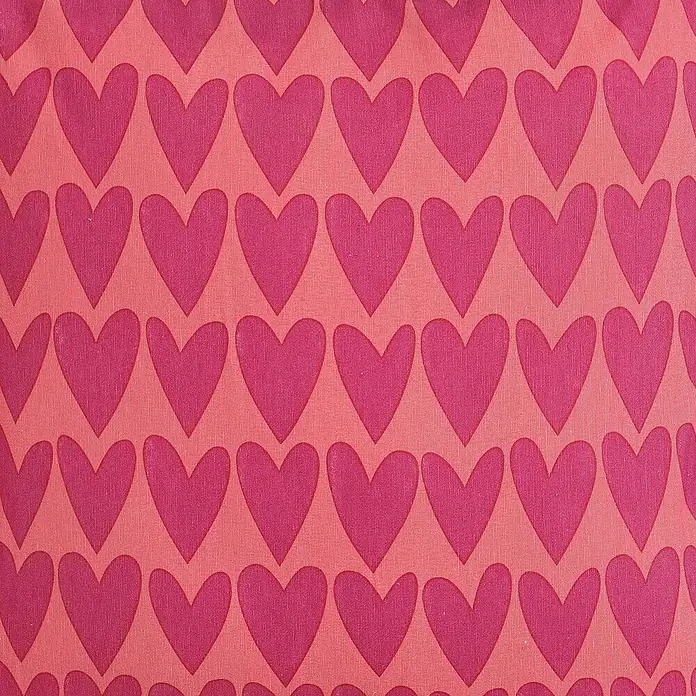 Mica Decorations Kissen - 45 x 45 cm, Textil, Rosa, Herzen - Pinkfarbener Stoff mit einem Allover-Herzdesign, das für eine verspielte und liebevolle Note sorgt. Ideal für Valentinstagsbastelarbeiten.