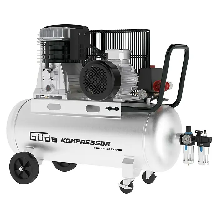 Güde Kompressor 600/10/100 VZ-PRO - 4.000 W, Max. Druck: 10 bar, 100 l, Schmierung: Ölgeschmiert - Ein Güde Kompressor 600/10/100 VZ-PRO, ein leistungsstarkes Gerät für Druckluftanwendungen im Werkstatt- und Hobbybereich.