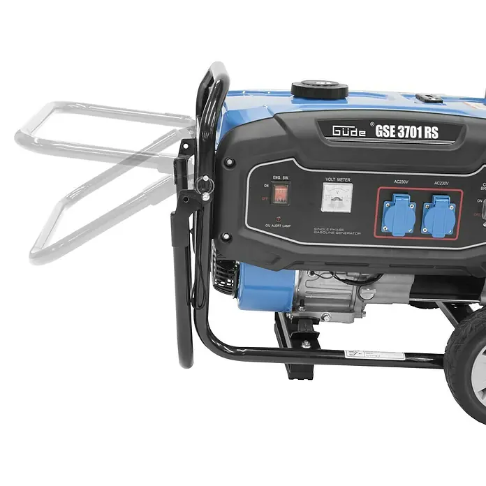 Güde Stromerzeuger GSE 3701 RS - 2,8 kW, Tankvolumen: 15 l, Verbrauch: 1,25 l/h - Abbildung eines blauen Güde GSE 3701 RS Stromerzeugers, einem zuverlässigen Gerät für die Stromversorgung in verschiedenen Situationen.
