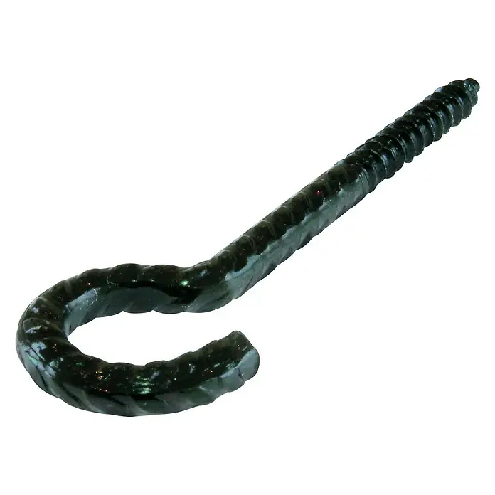 Deckenhaken - Ø x L: 5,2 x 80 mm, Stahl, Lackiert, 4 Stk., Schwarz - Schwarzer Angelköder mit gewundenem Schwanz, ideal zum Anlocken von Fischen in verschiedenen Gewässern.