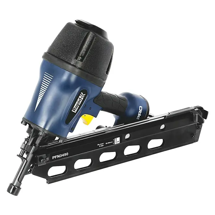 Rapid Druckluft-Streifennagler Rapid PRO PFN3490 - Betriebsdruck: 5 bar - 8 bar, Geeignet für: Streifennägel 50 - 90 mm - Ein Rapid PFN3490 Profi-Druckluftnagler, ideal für Bau- und Renovierungsarbeiten. Robust und zuverlässig für den täglichen Einsatz.