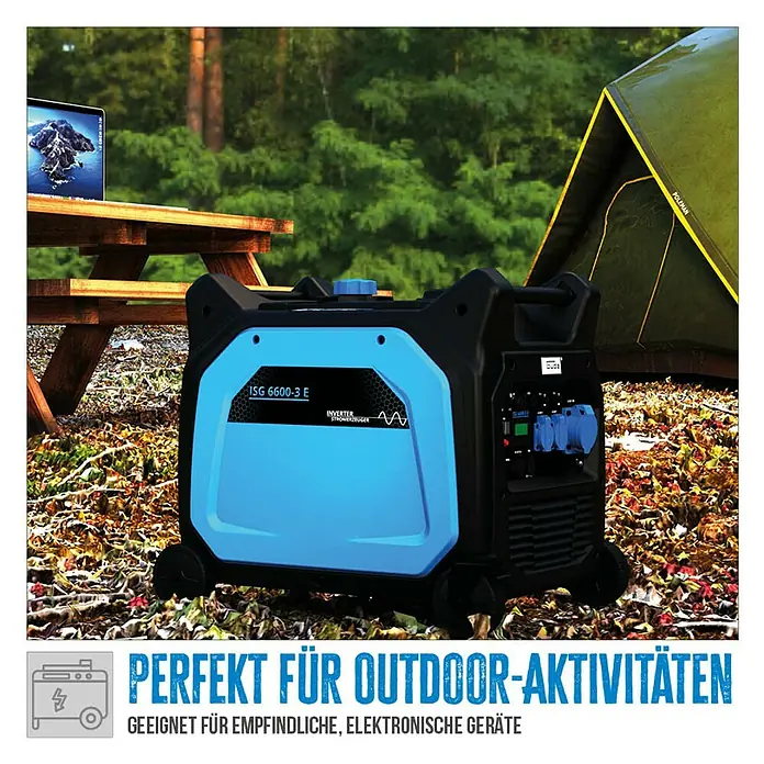 Güde Stromerzeuger 6600-3 E - 6,6 kW, Tankvolumen: 18,5 l, Verbrauch: 4 l/h - Der ISG 6600-3 E Inverter Stromerzeuger ist perfekt für Outdoor-Aktivitäten und geeignet für empfindliche, elektronische Geräte.