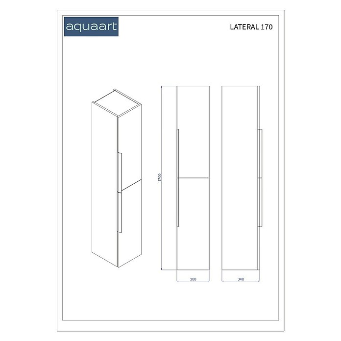Aquaart Visoka omara Lateral  (Do x Š x V: 30 cm x 34,8 mm x 170 cm, Bela) | 3697 - Badmöbelprogramm Marke | DADC - Möbel | DAD - Badausstattung | DA - Badausstattung/Bäderwelt | D - Sanitär | BAUHAUS