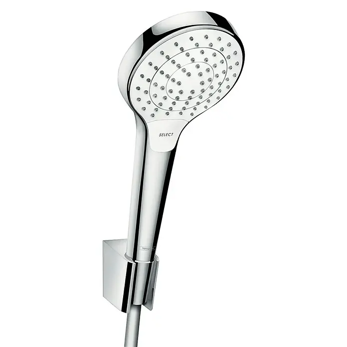 Hansgrohe Brause-Set Croma Select S - Anzahl Funktionen: 3 Stk., Durchmesser Handbrause: 11 cm, Chrom - Glänzender Hansgrohe Select Handbrause Chrom mit verschiedenen Strahlarten für ein individuelles Duscherlebnis.