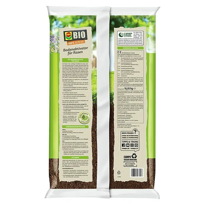 Compo Bodenaktivator Für Rasen - 10 kg, Max. Anwendungsfläche: 133 m² - COMPO BIO Bodenaktivator für Rasen, ein natürlicher Bodenverbesserer für einen gesunden und widerstandsfähigen Rasen.