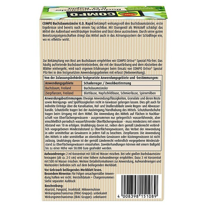Compo Insektenvernichter Buchsbaumzünsler K.O. RAPID (75 ml) | BAUHAUS