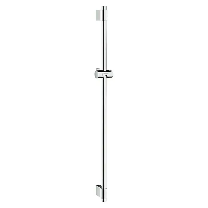 Hansgrohe Brausestange Unica Varia - Höhe: 104,4 cm, Lochabstand: 40 cm - 97 cm, Chrom - Abbildung einer verchromten Hansgrohe Duschstange mit Brausehalter zur flexiblen Anbringung der Handbrause in der Dusche.