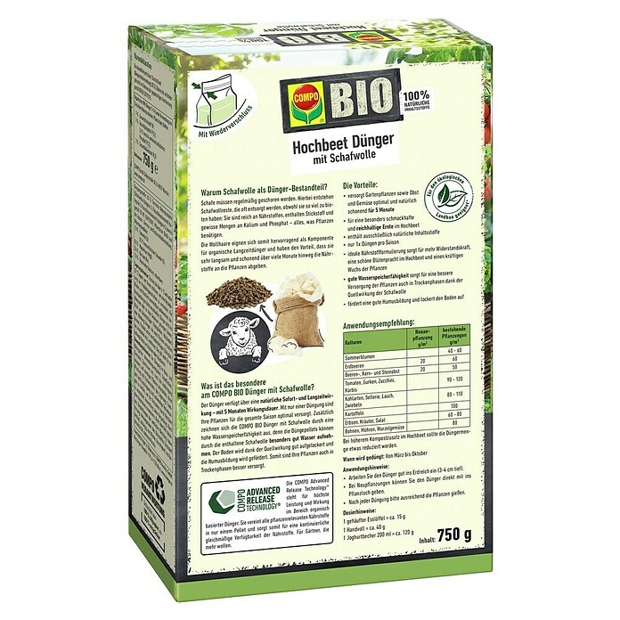 Compo Bio-Schafwolldünger Hochbeet (750 g, Hochbeet) | BAUHAUS