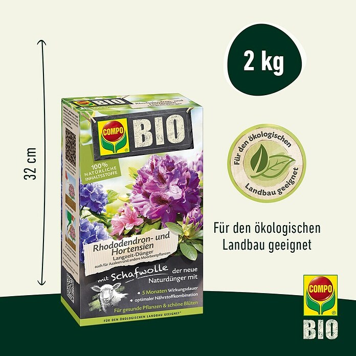 Compo Bio-Schafwolldünger Rhododendron & Hortensien (2 kg, Hortensien) | BAUHAUS