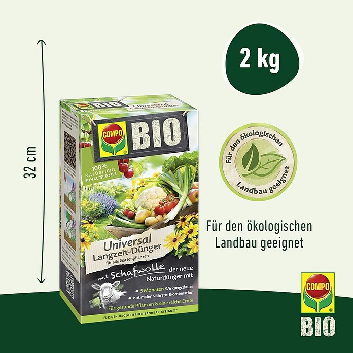 Compo Bio-Schafwolldnger Universal (2 kg, Gartenpflanzen) | BAUHAUS