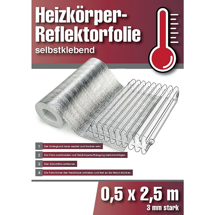 Reflektorfolie für Heizkörper (L x H: 250 x 50 cm, Stärke: 3 mm, Silber, Polyethylen (PE)) | BAUHAUS