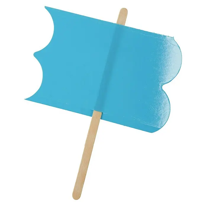 Compo Klebefalle Blausticker - 10 Stk. - Nahaufnahme einer blauen Partyflagge auf einem Holzstab, ideal für Feiern und Veranstaltungen.
