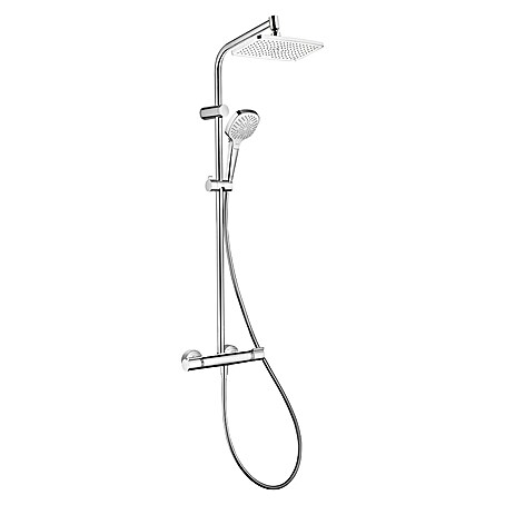 Hansgrohe Duschsystem My Select E Showerpipe 240 (Mit Thermostatarmatur, Lochabstand: 75 cm - 85 cm, Anzahl Strahlarten: 3 Stk., Chrom)