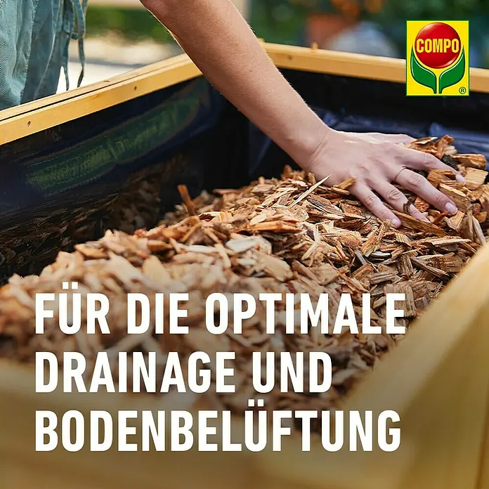 Compo Hochbeet-Grundfüllung Mini-Hochbeet Holzschnitzel - 16 l - COMPO Produkt für optimale Drainage und Bodenbelüftung. Holzstücke für verbesserten Gartenbau.