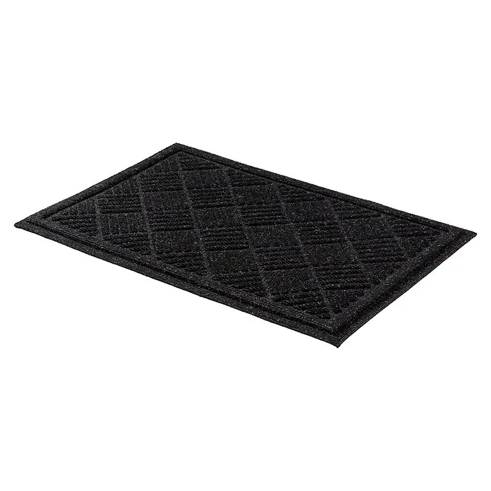Fußmatte Nub Star - Anthrazit, 63 x 43 cm, 90 % Polyester, 10 % Polypropylen - Schwarze Fußmatte mit Rautenmuster für den Innenbereich, ideal zur Schmutzabweisung und als dekoratives Element.