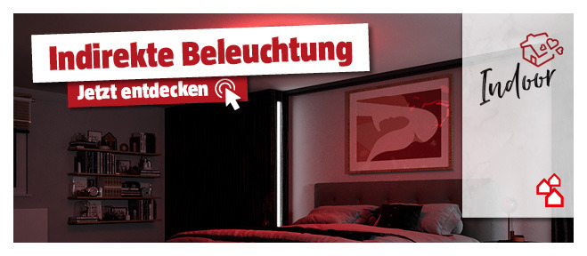Schlafzimmer in rotem Licht getränkt