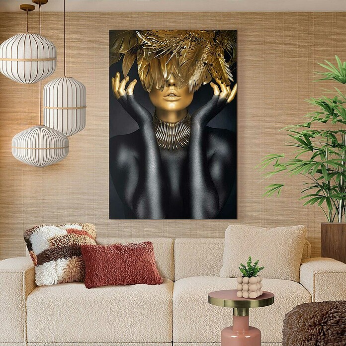 Reinders Glasbild Golden Feathers (Golden Feathers, B x H: 78 x 116 cm) | BAUHAUS