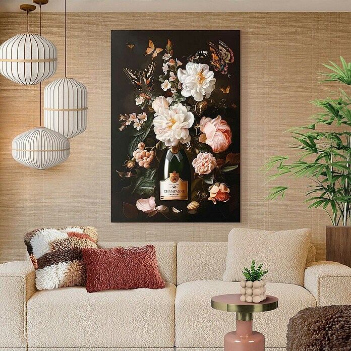Reinders Glasbild Champagne Flowers (Champagne Flowers, B x H: 78 x 116 cm) | BAUHAUS