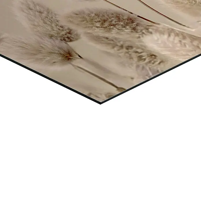 Reinders Glasbild Floral Highlander - Floral Highlander, B x H: 100 x 140 cm - Detailaufnahme von flauschigen Weidenkätzchen, die eine sanfte Textur und filigrane Struktur hervorheben. Frühling.