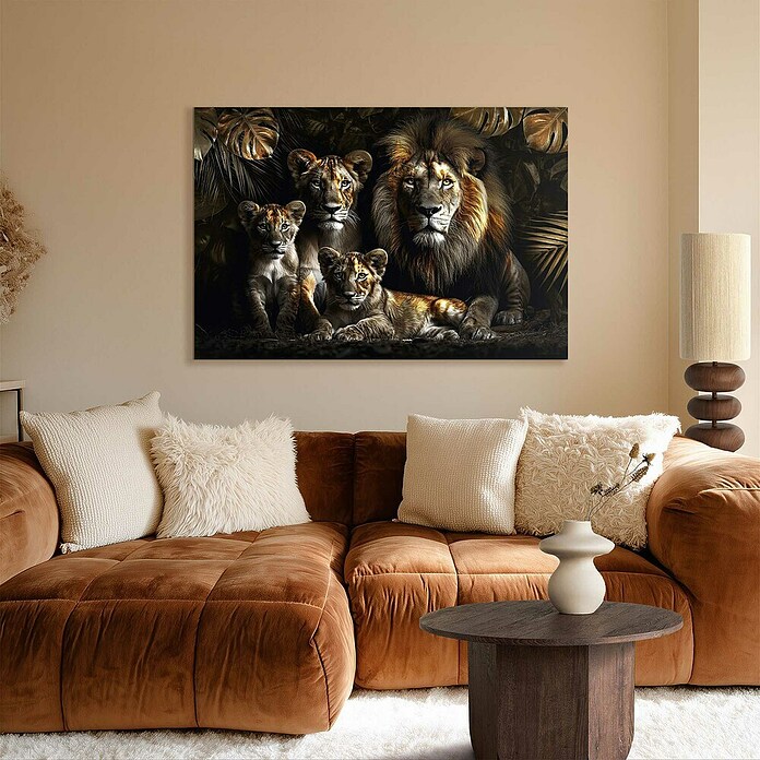 Reinders Glasbild Lion Family (Lion Family, B x H: 78 x 116 cm) | BAUHAUS