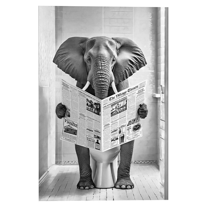 Reinders Glasbild Elephant Toilet (Elephant Toilet, B x H: 60 x 90 cm) | BAUHAUS