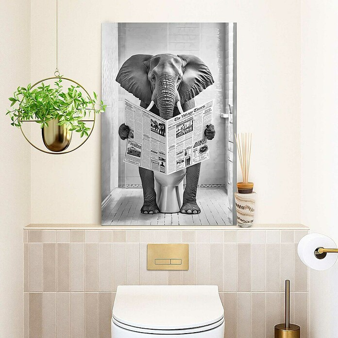 Reinders Glasbild Elephant Toilet (Elephant Toilet, B x H: 60 x 90 cm) | BAUHAUS
