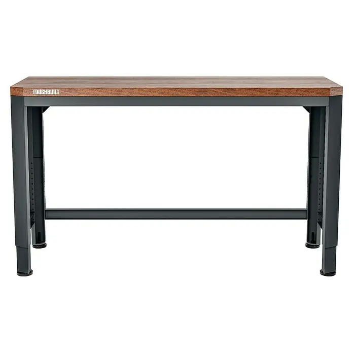 ToughBuilt Banco de trabajo - L x An: 47 x 142 cm, Altura de trabajo: 83 cm, Negro - Un robusto banco de trabajo Toughbuilt con una tapa de madera y un marco de metal resistente, perfecto para talleres y proyectos de bricolaje.