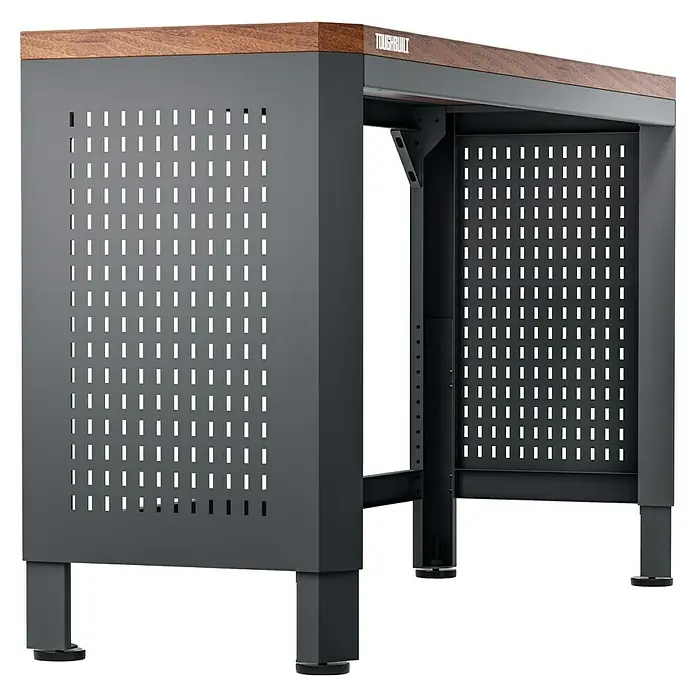 ToughBuilt Banco de trabajo - L x An: 47 x 142 cm, Altura de trabajo: 83 cm, Negro - Aquí tienes un banco de trabajo Toughbuilt duradero con una tapa de madera y una unidad de almacenamiento.