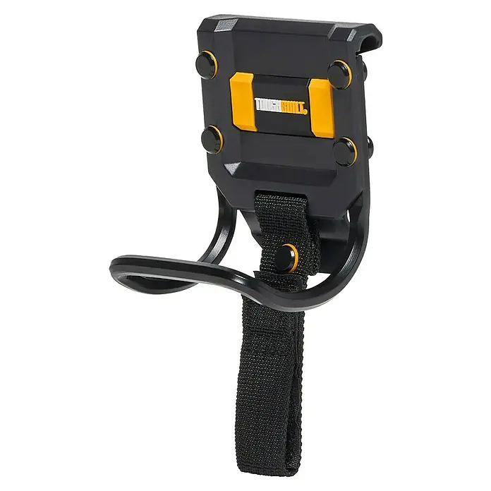 ToughBuilt Soporte para martillos - Acero/ABS - Portaherramientas ToughBuilt: Soporte resistente en negro y amarillo para sujetar herramientas de forma segura a cinturones o ropa de trabajo.