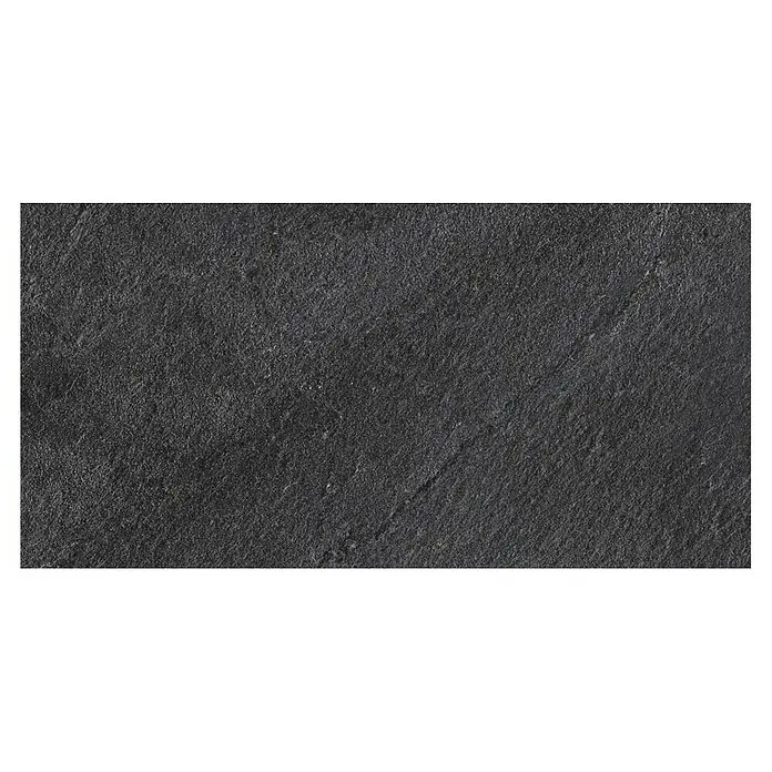 Feinsteinzeugfliese Lavagna Nera - 60 x 120 cm, Schwarz, Matt - Elegante dunkle Steinfliese mit markanter Textur. Ideal für moderne Innenräume, die eine natürliche und robuste Note suchen.
