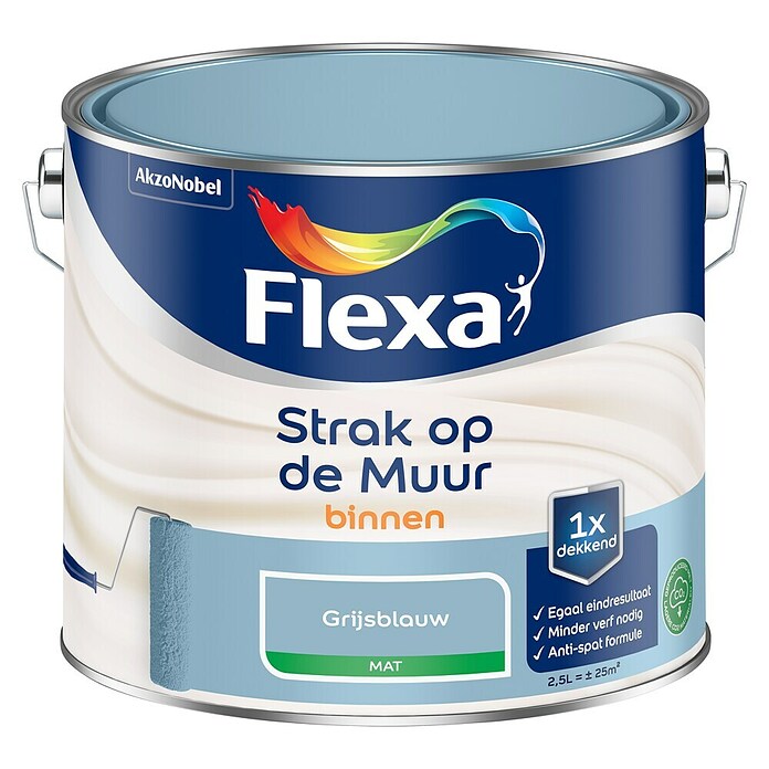 Flexa Strak op de Muur Muurverf (Grijsblauw, Mat, 2,5 l) | BAUHAUS