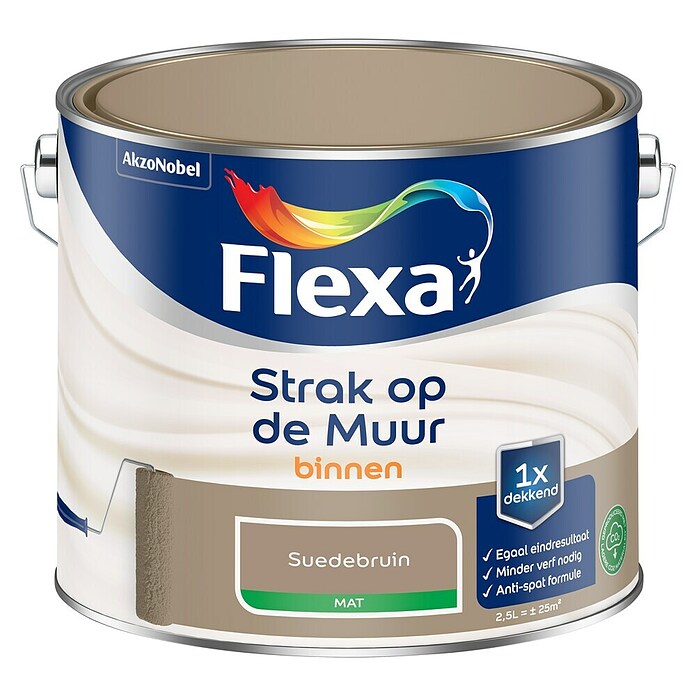 Flexa Strak op de Muur Muurverf (Suedebruin, Mat, 2,5 l) | BAUHAUS