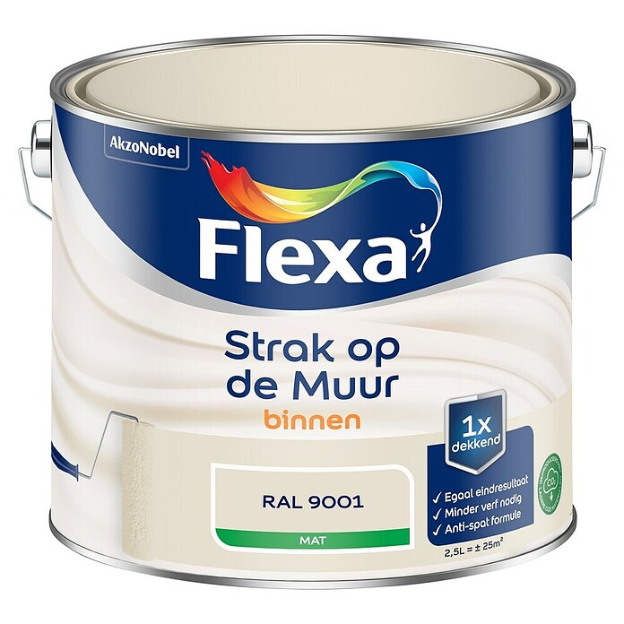 Flexa Strak op de Muur Muurverf (Crème wit, Mat, 2,5 l) | BAUHAUS