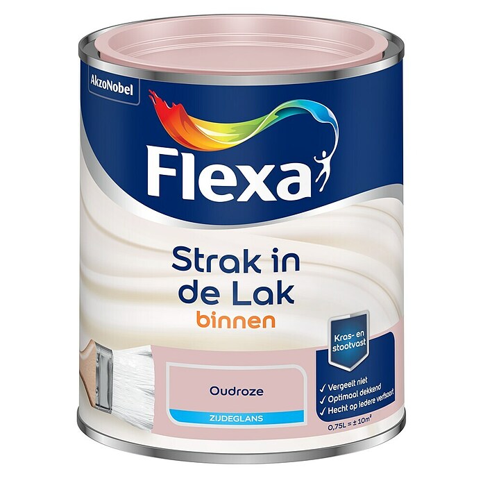 Flexa Strak in de Lak Kleurlak (Oudroze, Zijdeglans, Op waterbasis, 750 ml) | BAUHAUS