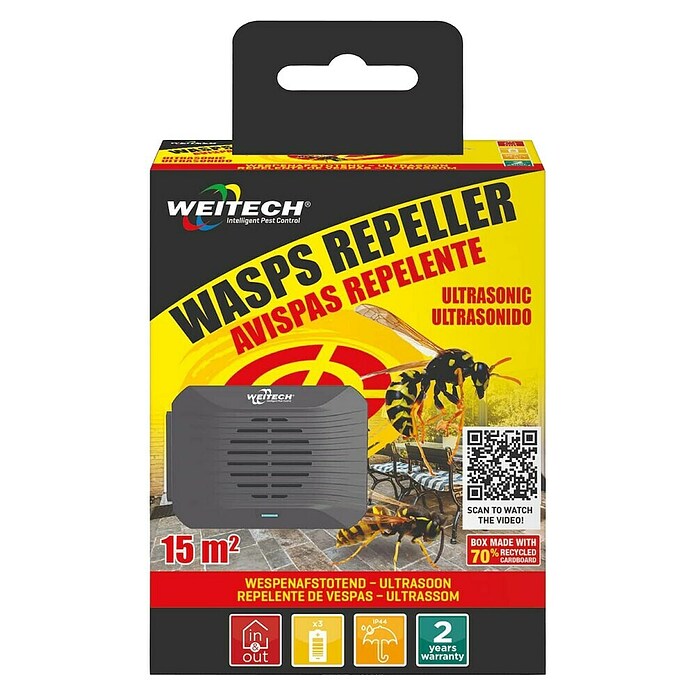 Ultrazvočni odganjalec žuželk  in os Weitech  (Za zunanjo uporabo, 15 m²) | 7533 - Fallen und Tafeln | IAHE - Pflanzenschutz bio-mechanisch | IAH - Dünger / Pflanzenschutz | IA - Gartenhartware | I - Stadtgarten | BAUHAUS