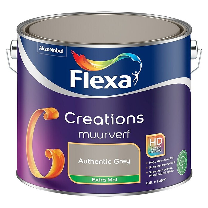 Flexa Creations Muurverf (Authentic Grey, Extra mat, 2,5 l) | BAUHAUS